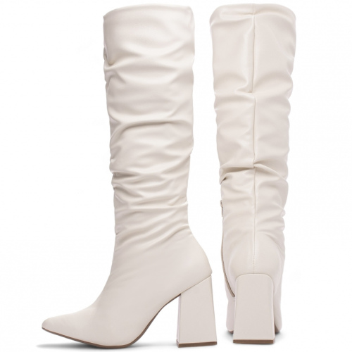 Bota Franzida Feminina Branca